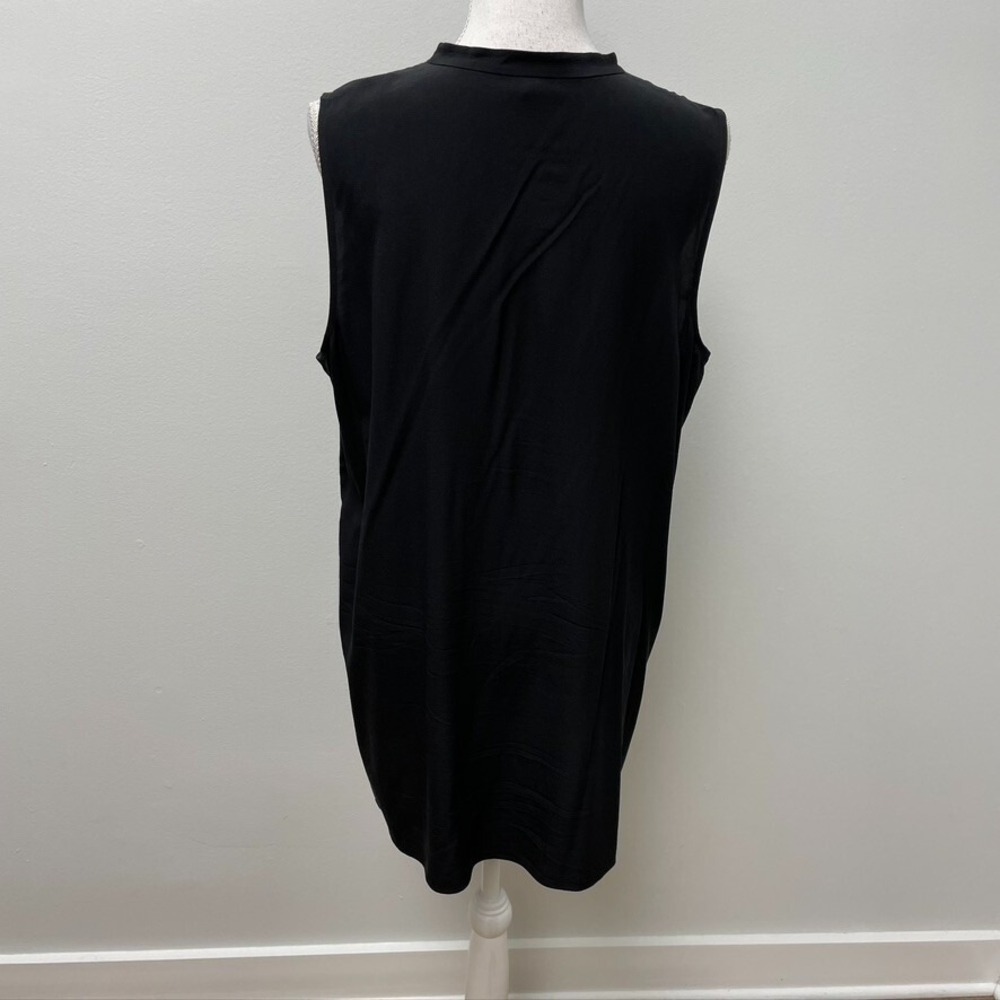 Eileen Fisher Silk Tunic Top Womens Large Black Sleeveless Minimalist Basic - Picture 8 of 12